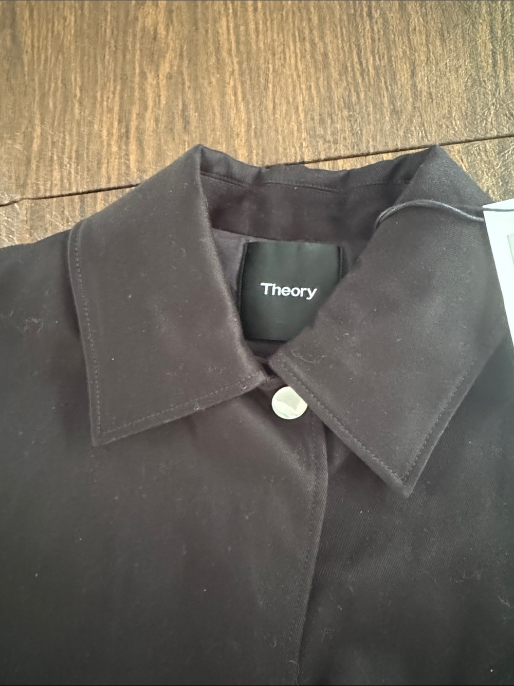 Theory Black Belted Trench Coat with Snap Closure - New with Tags - Picture 3 of 8